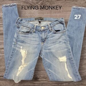 Flying Monkey Medium Blue Ripped Skinny Jeans